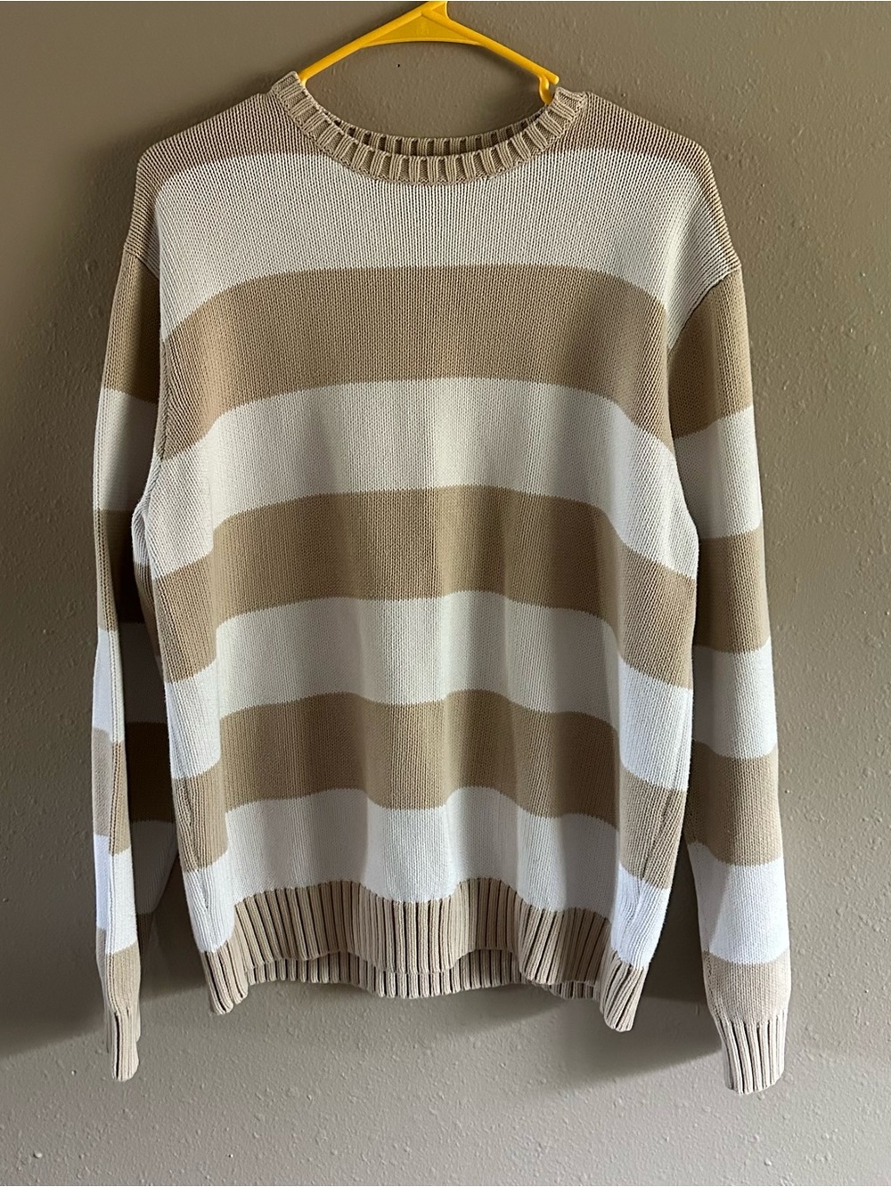 Brandy Melville Brianna Striped Cotton Knit Sweater - Tan & White 160/84A